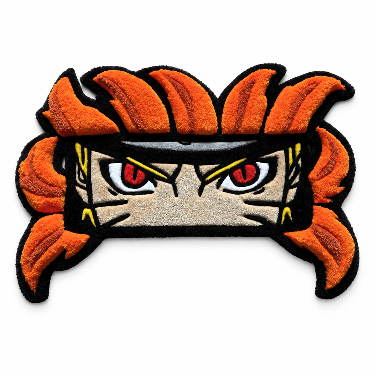 Naruto Eyes Flame rug on white background — AI-edited product photo